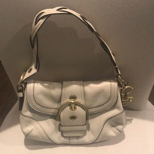 Coach white leather purse